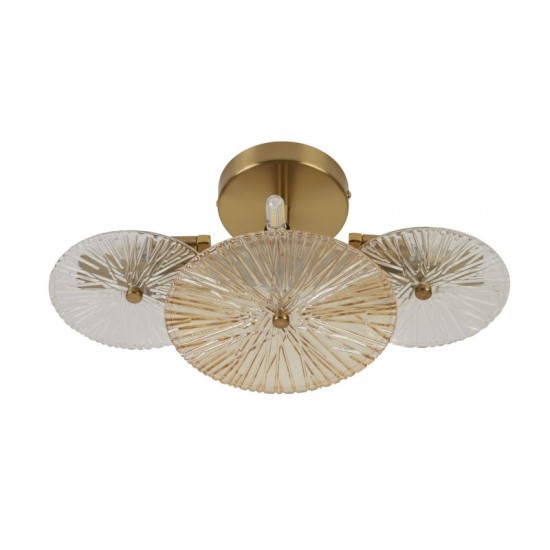 72177-006 Bronze 6 Light Wall/Ceiling Lamp with Clear & Amber Glasses