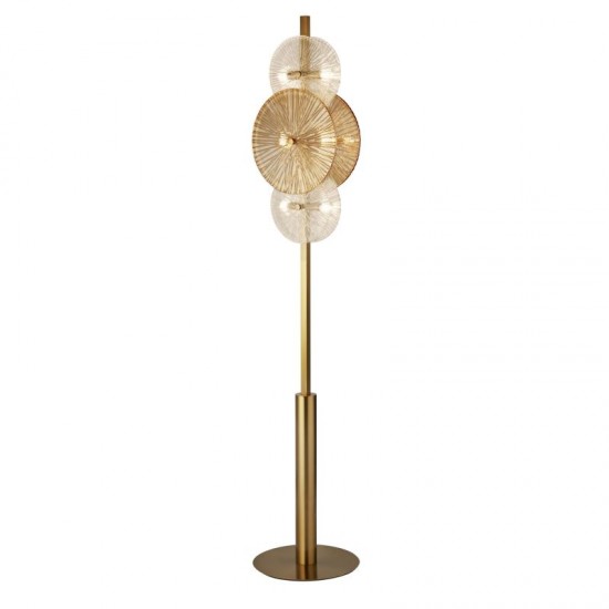 72180-006 Bronze 6 Light Floor Lamp with Clear & Amber Glasses