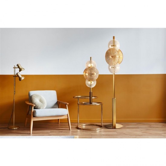 72180-006 Bronze 6 Light Floor Lamp with Clear & Amber Glasses