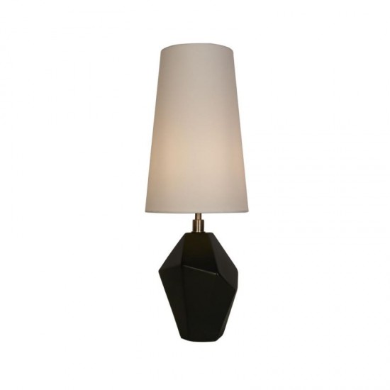 75437-006 Black Marbleised Resin Table Lamp with White Shade