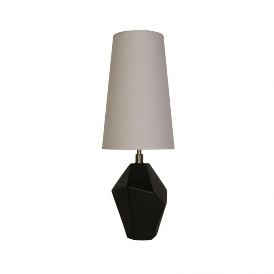 75437-006 Black Marbleised Resin Table Lamp with White Shade