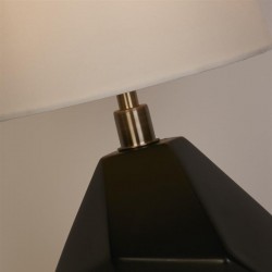 75437-006 Black Marbleised Resin Table Lamp with White Shade