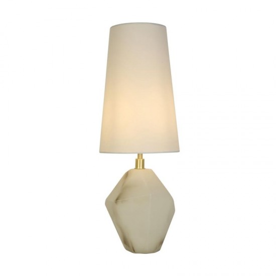 75436-006 White Marbleised Resin Table Lamp with White Shade