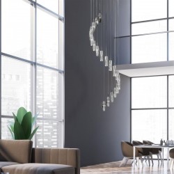 9516-006 Chrome 20 Light Cluster Pendant with Crystal
