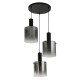 72183-006 Matt Black 3 Light Cluster Pendant with Smoked Ombre Glasses