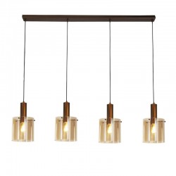 72186-006 Matt Brown 4 Light over Island Fitting with Amber Glasses 72186-006 Matt Brown 4 Light over Island Fitting with Amber Glasses