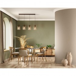 72186-006 Matt Brown 4 Light over Island Fitting with Amber Glasses