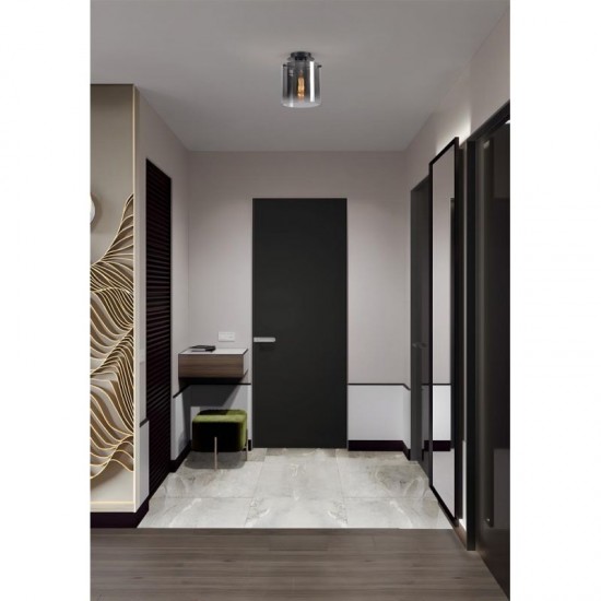 8282-006 Matt Black Flush with Smoked Ombre Glass