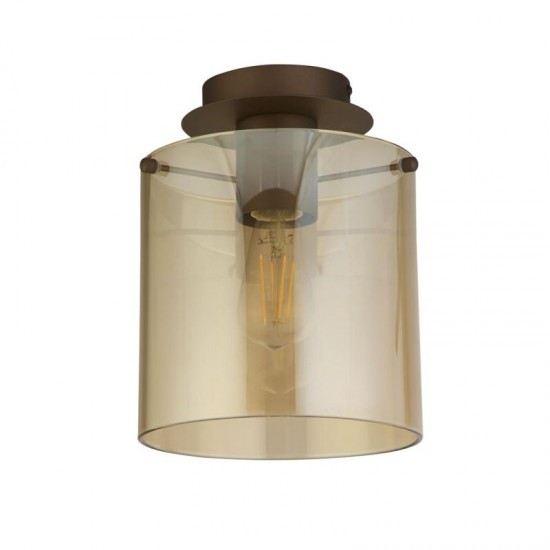 8284-006 Matt Brown Flush with Amber Glass