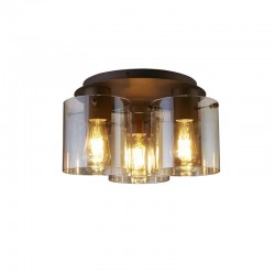 75402-006 Matt Brown 3 Light Flush with Amber Glass 75402-006 Matt Brown 3 Light Flush with Amber Glass