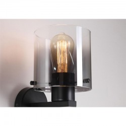75405-006 Matt Black Wall Lamp with Smoked Ombre Glass