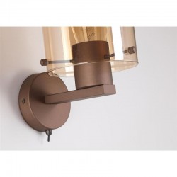 75404-006 Matt Brown Wall Lamp with Amber Glass