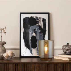 75406-006 Matt Brown Table Lamp with Amber Glass