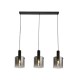 8280-006 Matt Black 3 Light over Island Fitting with Smoked Ombre Glass