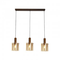 8286-006 Matt Brown 3 Light over Island Fitting with Amber Glass 8286-006 Matt Brown 3 Light over Island Fitting with Amber Glass