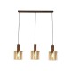 8286-006 Matt Brown 3 Light over Island Fitting with Amber Glass