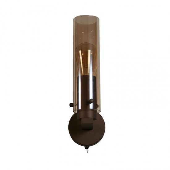 75408-006 Matt Brown Wall Lamp with Amber Glass