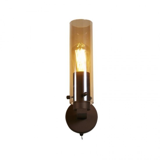 75408-006 Matt Brown Wall Lamp with Amber Glass