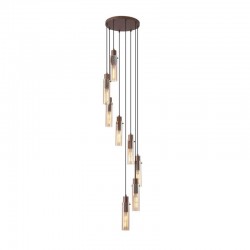 75409-006 Matt Brown 8 Light Cluster Pendant with Amber Glass 75409-006 Matt Brown 8 Light Cluster Pendant with Amber Glass