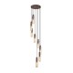 75409-006 Matt Brown 8 Light Cluster Pendant with Amber Glass
