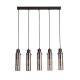 75410-006 Matt Brown 5 Light over Island Fitting with Amber Glass