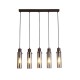 75410-006 Matt Brown 5 Light over Island Fitting with Amber Glass