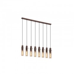 75411-006 Matt Brown 8 Light over Island Fitting with Amber Glass 75411-006 Matt Brown 8 Light over Island Fitting with Amber Glass