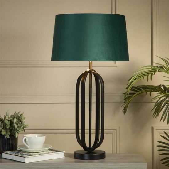 79300-006 Black Table Lamp with Emerald Velvet Shade