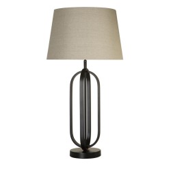 79301-006 Black Table Lamp with Natural Shade