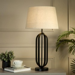 79301-006 Black Table Lamp with Natural Shade