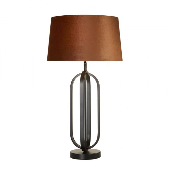 79302-006 Black Table Lamp with Burnt Orange Shade