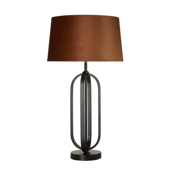 79302-006 Black Table Lamp with Burnt Orange Shade