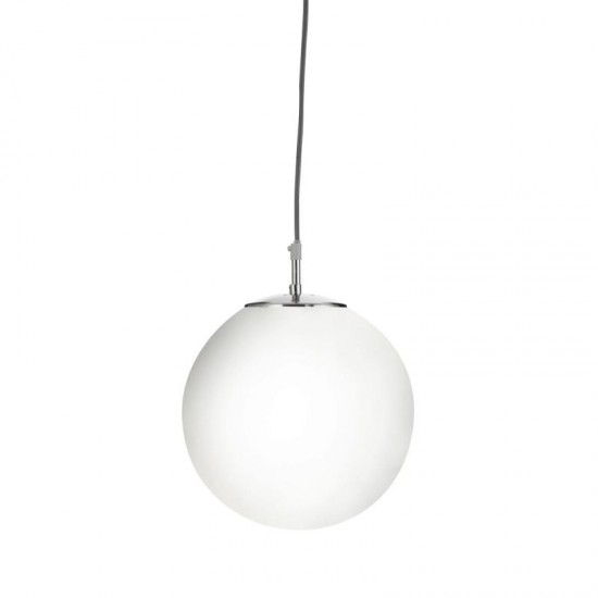 9147-006 Satin Silver Globe Pendant with Opal Glass