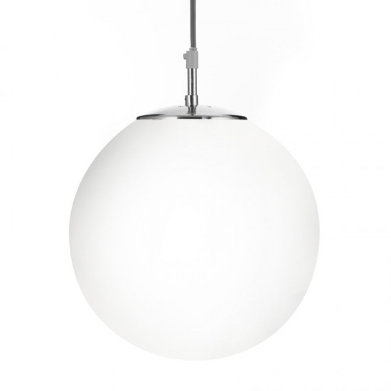 9147-006 Satin Silver Globe Pendant with Opal Glass