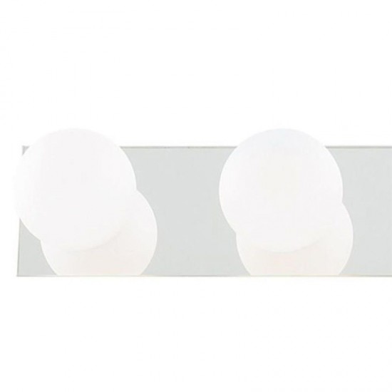 9174-006 Bathroom Mirrored 4 Light Wall Lamp with White Glasses