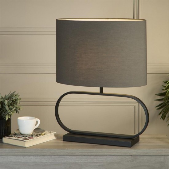 79306-006 Black Table Lamp with Grey Shade