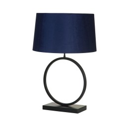 79309-006 Matt Black Table Lamp with Navy Velvet Shade