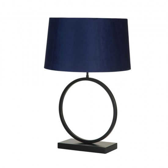 79309-006 Matt Black Table Lamp with Navy Velvet Shade