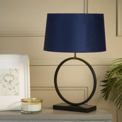79309-006 Matt Black Table Lamp with Navy Velvet Shade