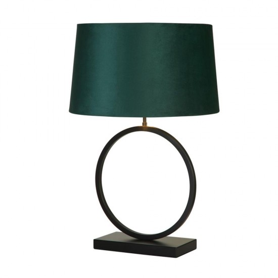 79310-006 Matt Black Table Lamp with Emerald Velvet Shade