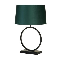 79310-006 Matt Black Table Lamp with Emerald Velvet Shade
