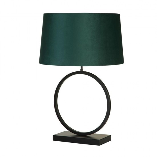 79310-006 Matt Black Table Lamp with Emerald Velvet Shade
