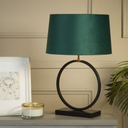 79310-006 Matt Black Table Lamp with Emerald Velvet Shade