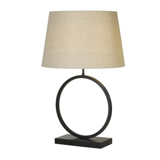 79311-006 Matt Black Table Lamp with Natural Shade