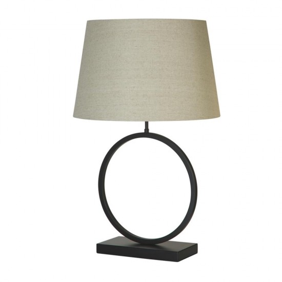 79311-006 Matt Black Table Lamp with Natural Shade