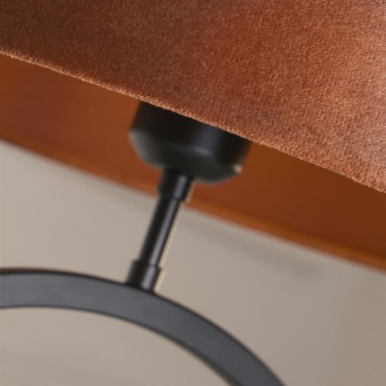 79312-006 Matt Black Table Lamp with Orange Velvet Shade
