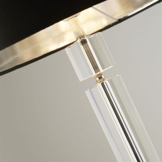 59645-006 Chrome & Clear Glass Floor Lamp with Black Shade