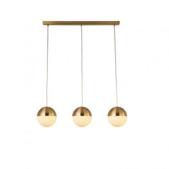 9585-006 White Glass & Satin Gold 3 Light over Island Fitting 9585-006 White Glass & Satin Gold 3 Light over Island Fitting