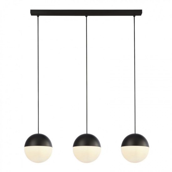9586-006 White Glass & Matt Black 3 Light over Island Fitting 9586-006 White Glass & Matt Black 3 Light over Island Fitting