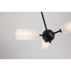 79348-006 Black 3 Light Semi Flush with Decorative Clear Shade